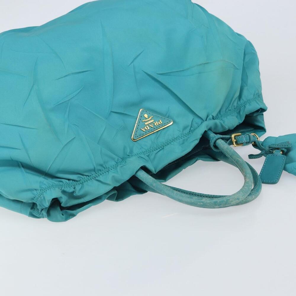 PRADA Hand Bag Nylon Light Blue Gold Auth ka1374 - Picture 6 of 16